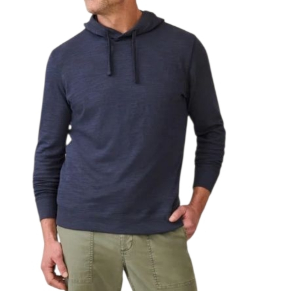 Faherty Men's Sunwashed Midweight Organic Hoodie Blue Nights Size XXL